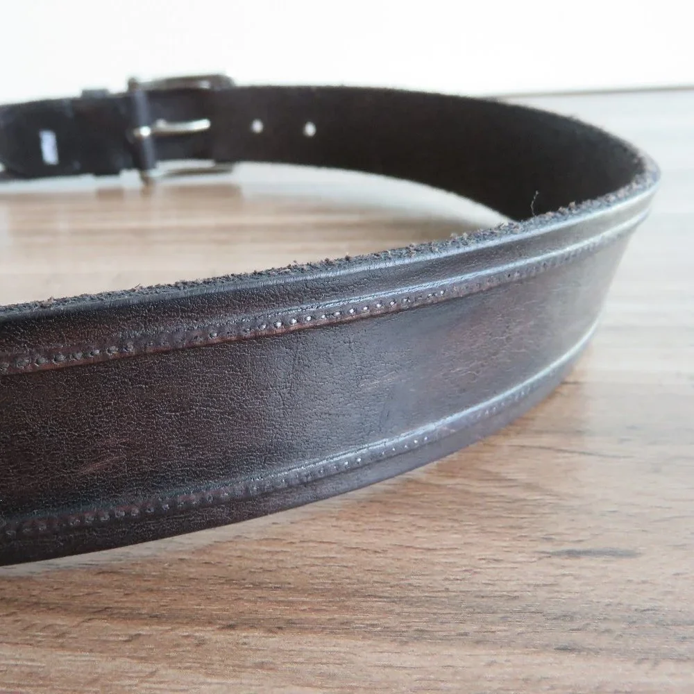 JOHN VARVATOS Men's Studded Brown Leather Belt - Size 34/85 - Picture 9 of 10